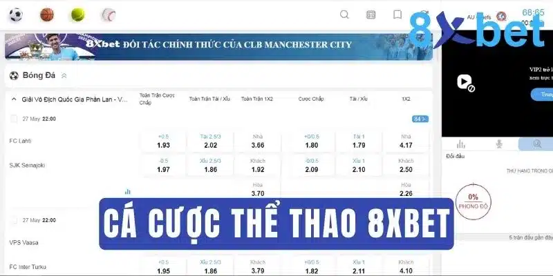 Cá cược là gì? Các hình thức cá cược trực tuyến phổ biến Giao diện cá độ thể thao tại 8Xbet